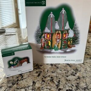 Department 56 North Pole Series Reindeer Stables, Dasher and Dancer